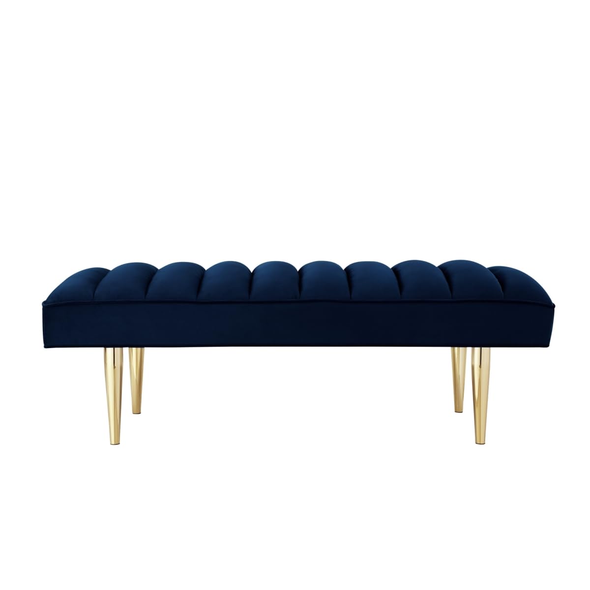 HomeRoots 490947 18.5 x 22 x 52.5 in. Navy Blue & Gold Upholstered Upholstery Bedroom Bench