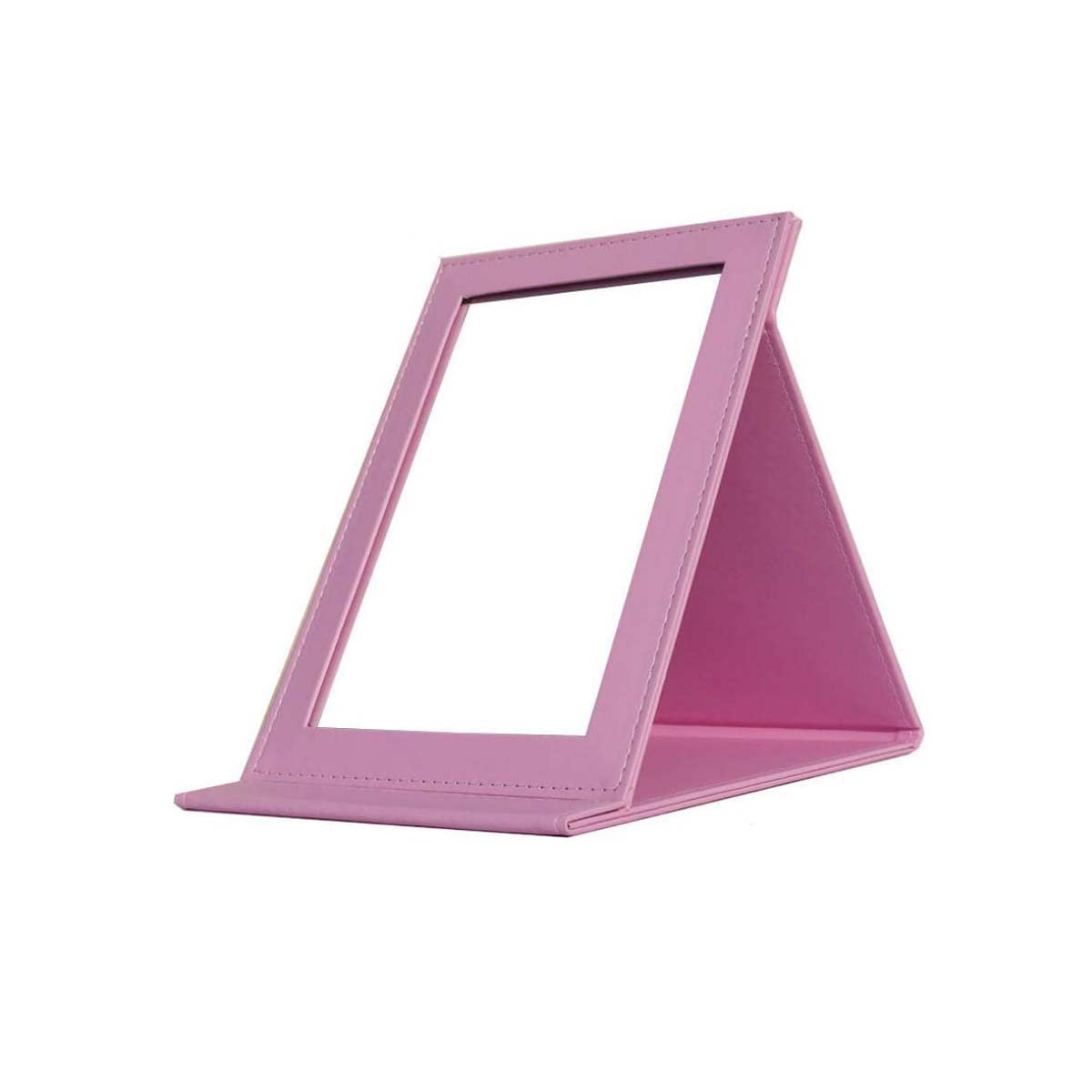 PNVXNUS Folding Travel Mirrors, Vanity Mirror with Desktop Standing,Personal Portable Makeup Mirror (Pink)