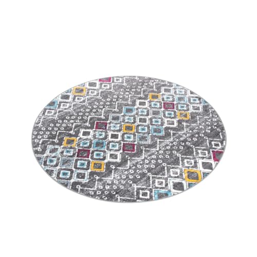 Safavieh Amsterdam Collection 6'7'' Round Dark Grey/Ivory Ams108H Moroccan Boho Non-Shedding Dining Room Entryway Foyer Living R