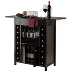 Ergode Alta Wine Storage Shelf | Modern Espresso Finish | 8 Bottle Capacity | Glass Cabinet Door | Accessory Storage | 19.1' W x 12.7' D x 37.4' H (92655-VV)