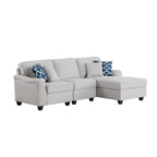 Lilola Home Leo Light Gray Linen 3Pc Sectional Sofa Chaise