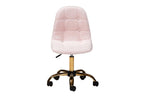 Baxton Studio Kabira Pink Velvet Fabric And Gold Metal Swivel Office Chair