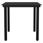 vidaXL Outdoor Dining Table - 31.5" Steel/Glass Square Patio Table for Garden, Balcony, and Deck - Black