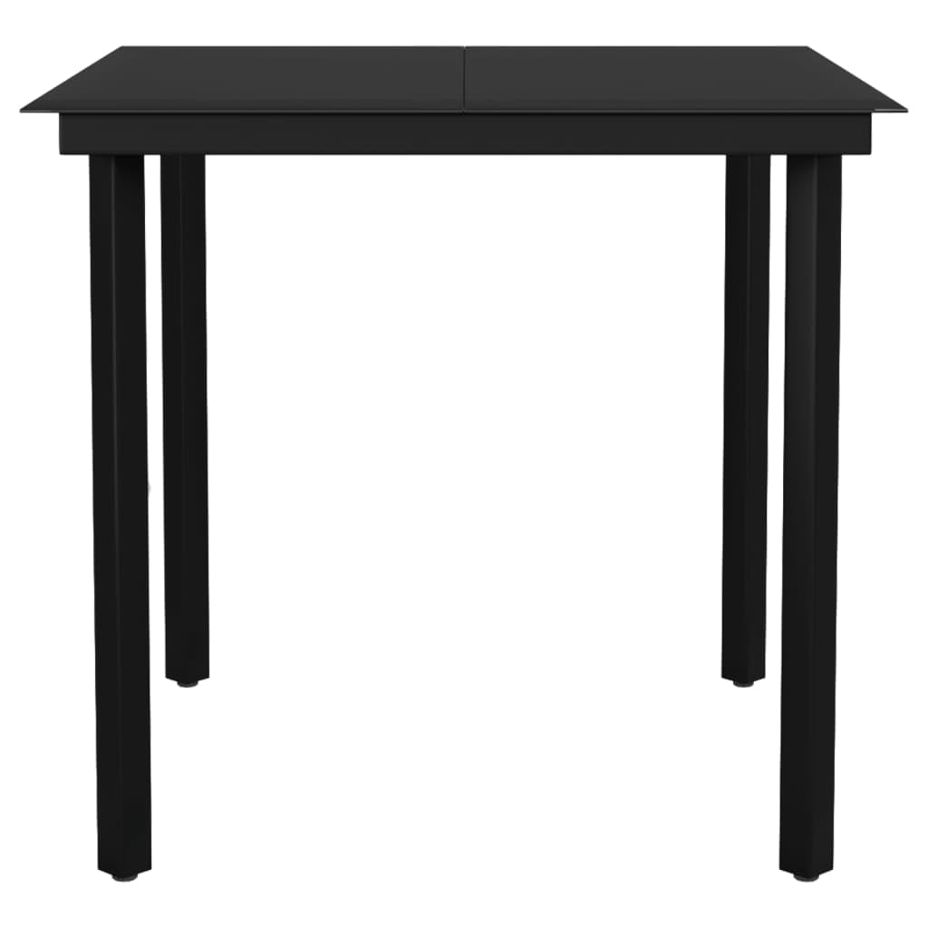 vidaXL Outdoor Dining Table - 31.5" Steel/Glass Square Patio Table for Garden, Balcony, and Deck - Black