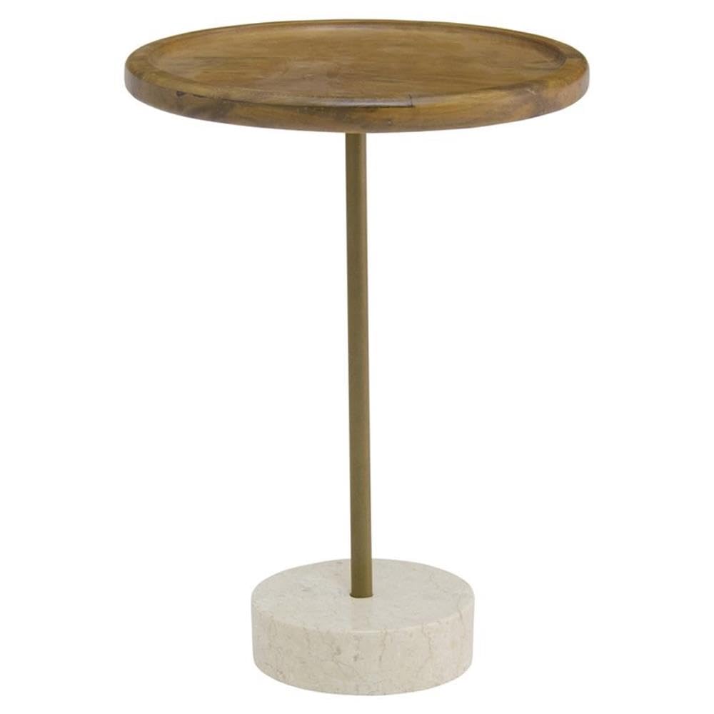 npd furniture and more Roya Teak Marble Base Side/End Table, Natural