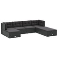 vidaXL 7 Piece Patio Lounge Set - Outdoor Furniture with Cushions, Black Poly Rattan - Stable Steel Frame, Adjustable Seats, Mod