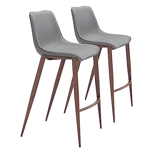 Zuo Magnus Barstool Slate Gray & Walnut