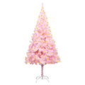 vidaXL Pink Artificial Christmas Tree with LEDs and Stand, 82.7" Tall, Sustainable PVC Material with Steel Feet for Stability, Energy-Efficient Lighting, Unique Holiday Decor