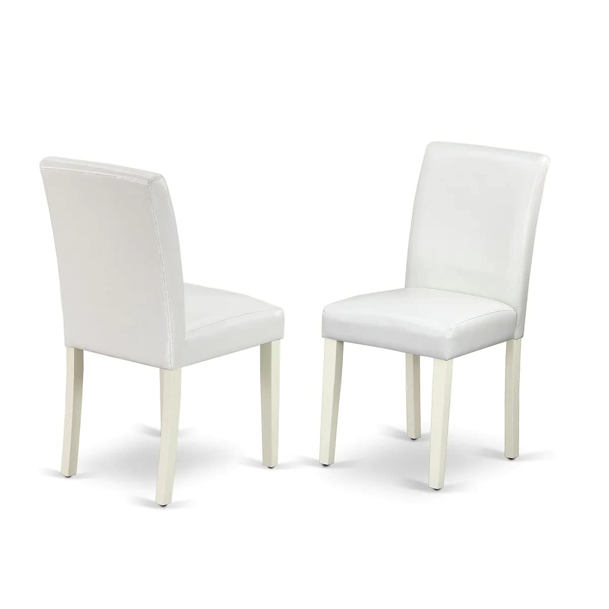 East West Furniture 1NDAB3-LWH-64 3 Piece Kitchen Set Contains a Rectangle Room Table with Dropleaf and 2 White Faux Leather Parsons Dining Chairs, 30x48 Inch