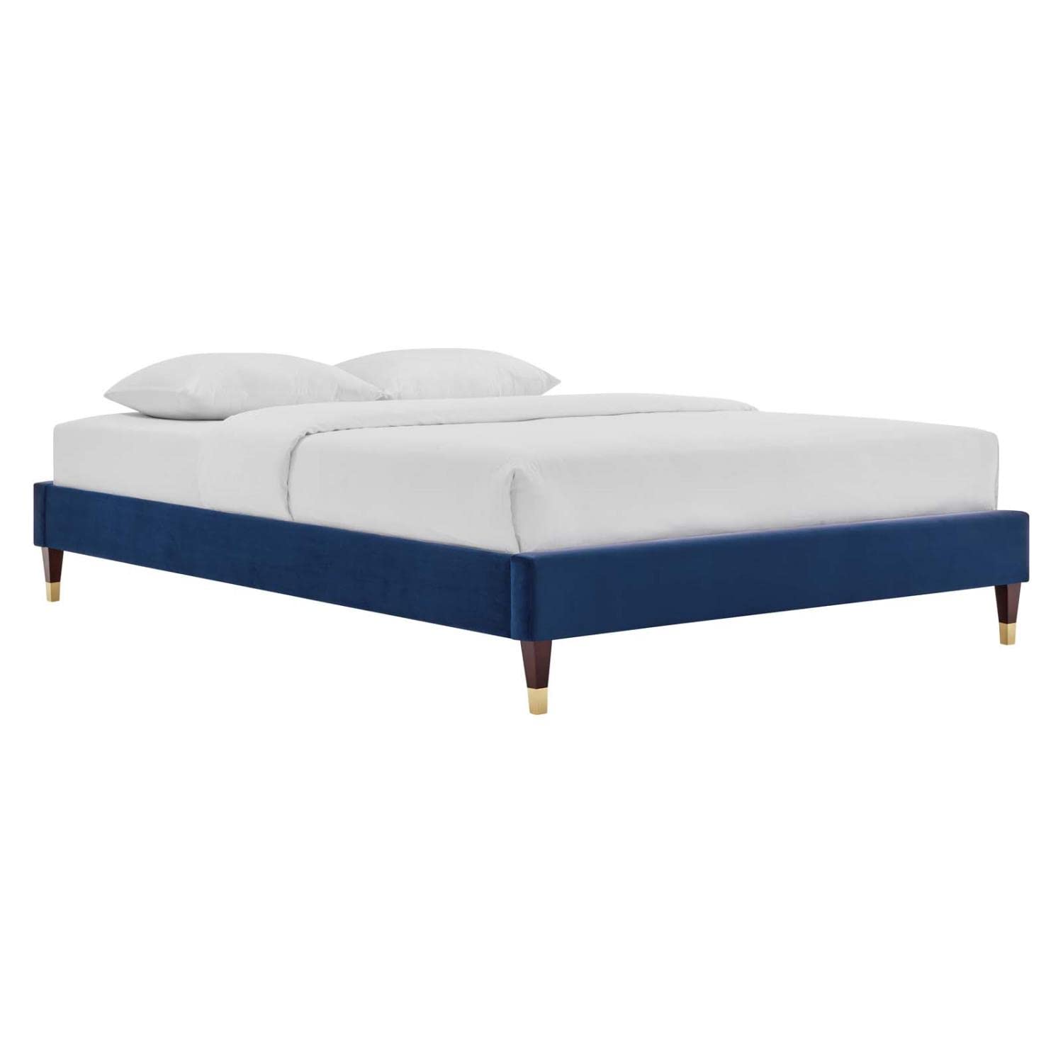 Modway Harlow Full Performance Velvet Platform Bed Frame in Navy