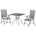 vidaXL Anthracite Steel 3 Piece Patio Dining Set with Adjustable Reclining Chairs and Practical Table for Outdoor Meals and Drinks