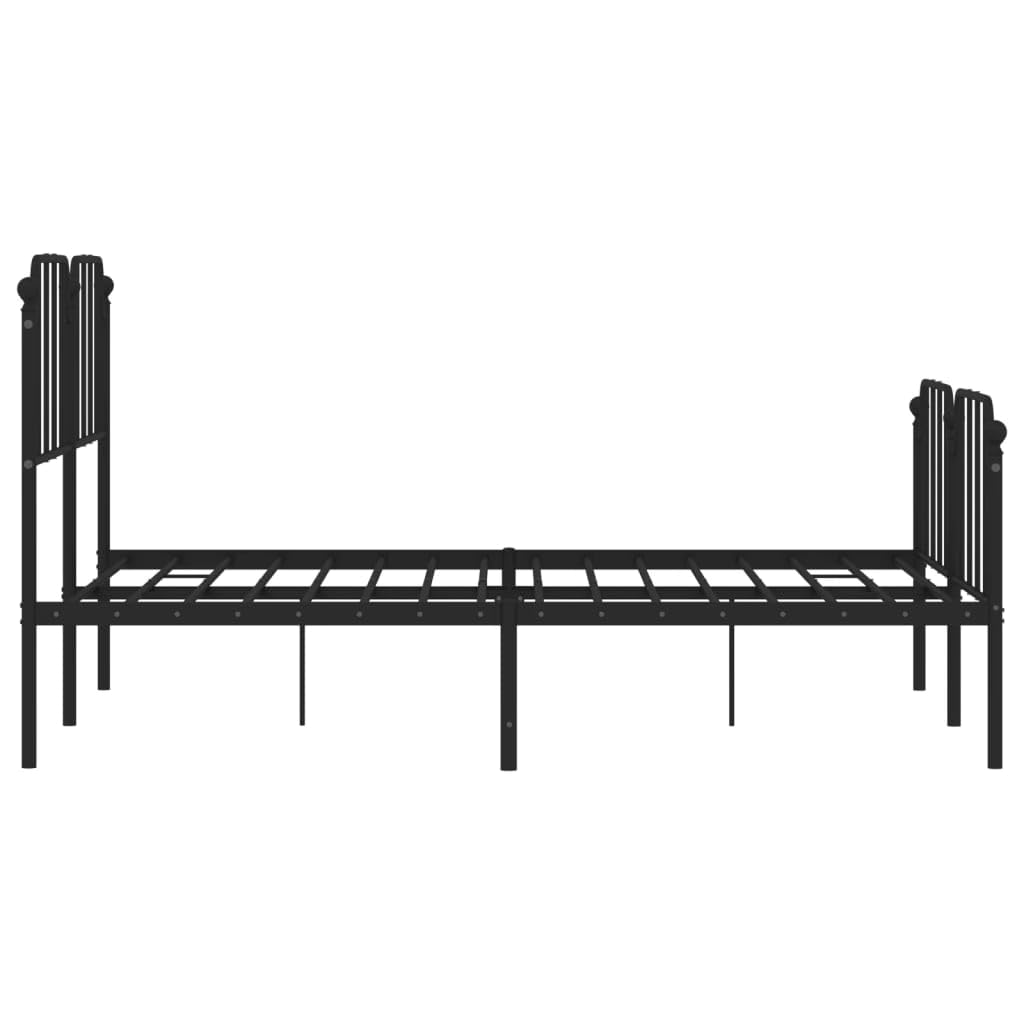 vidaXL Elegant Black Metal Bed Frame with Headboard, Footboard, and Under-Bed Storage for Bedroom