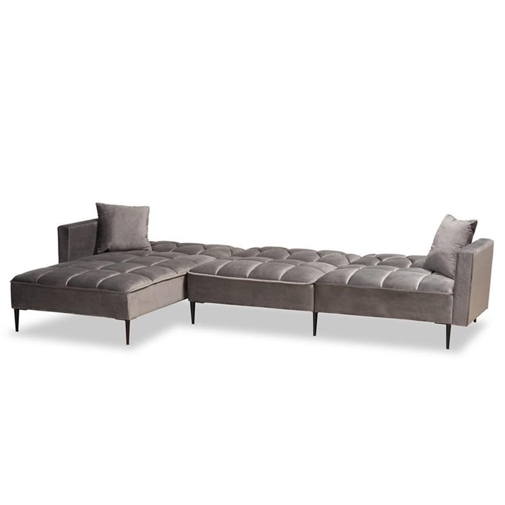 Baxton Studio Galena Black Finished Sectional Sofa with Left Facing Chaise