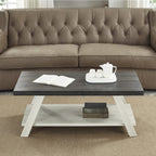 Athens Contemporary Two-Tone Wood Shelf Coffee Table In Weathered Charcoal And Beige
