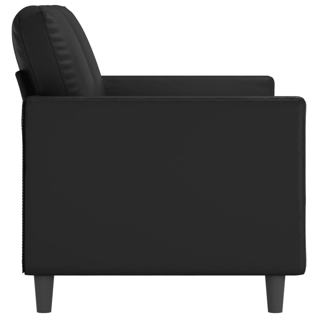 vidaXL Modern 2-Seater Foam-Padded Sofa with Faux Leather Upholstery - Sturdy Metal Frame - Easy to Clean Surface - Comfort Enhanced for Living Room, Lounge, Office - Black
