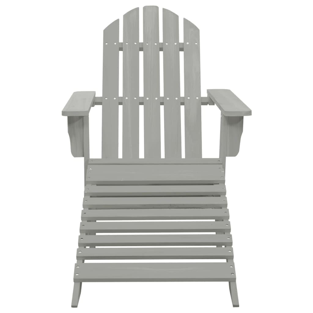vidaXL Vintage Inspired Patio Chair with Ottoman Set, Solid Hardwood Construction, Durable and Weather-Resistant, Ideal for Outdoor Garden and Patio, Gray