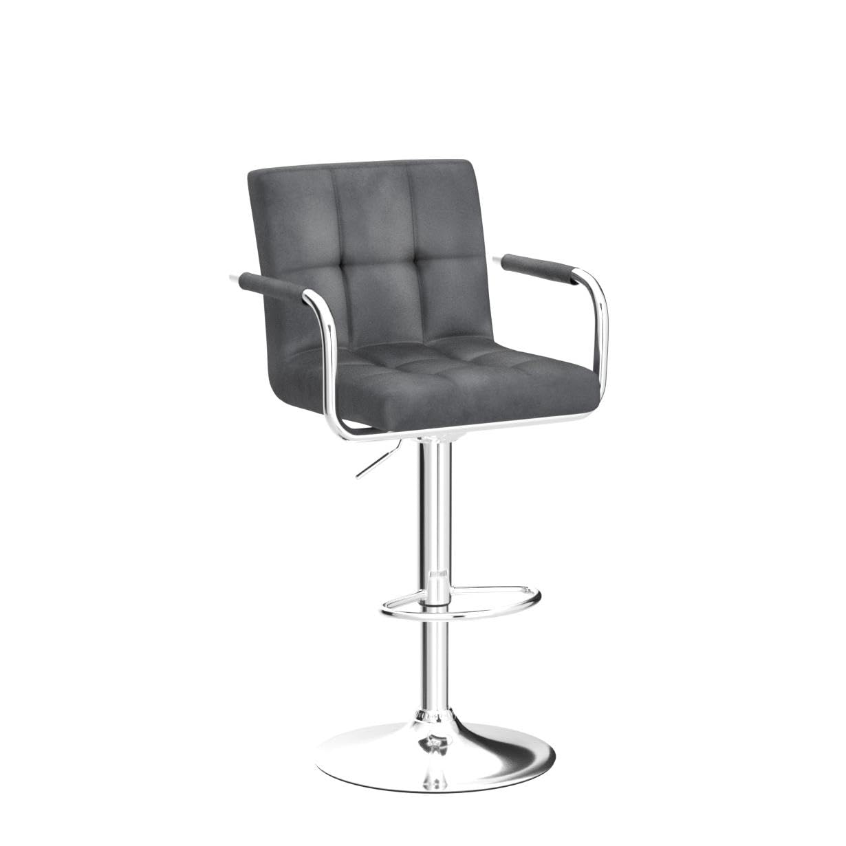 Yaheetech Counter Height Bar Stools Set Of 2 Velvet Swivel Barstools For Kitchen Stool Height Adjustable Counter Stool Barstools With Armrest, Velvet, Grey