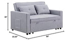 Lilola Home Zoey Light Gray Linen Convertible Sleeper Loveseat with Side Pocket