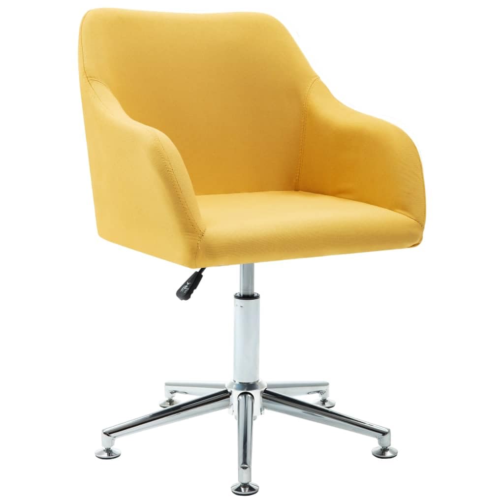 vidaXL - Modern Swivel Dining Chair with Adjustable Height, Wooden Frame and Steel Legs, Suitable for Office and Home Use, Comfortable Thick Padding, Upholstered in Yellow Fabric