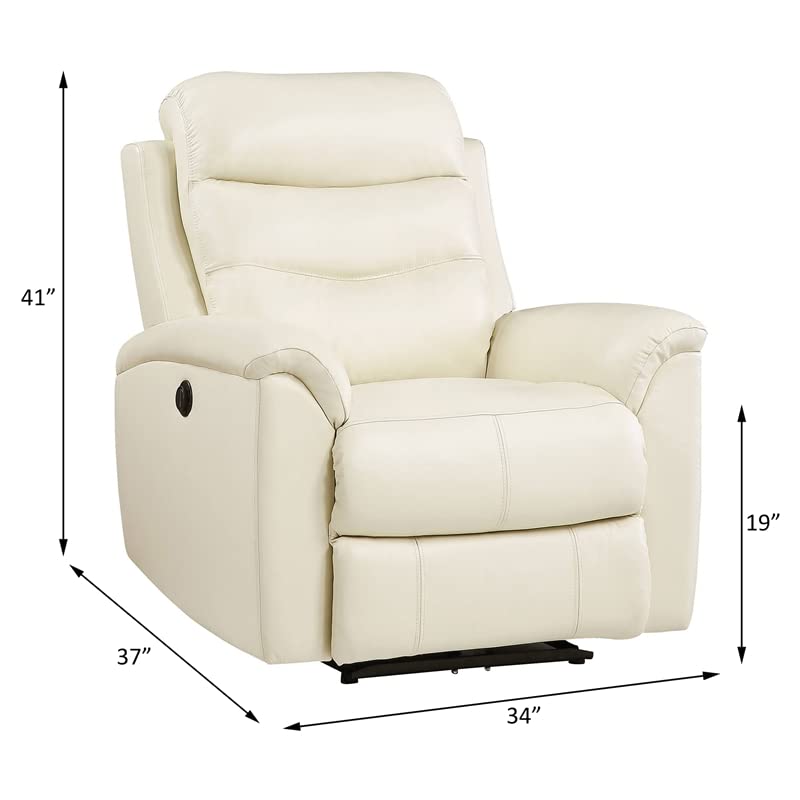 Acme Ava Tufted Leather Upholstered Power Motion Recliner in Brown