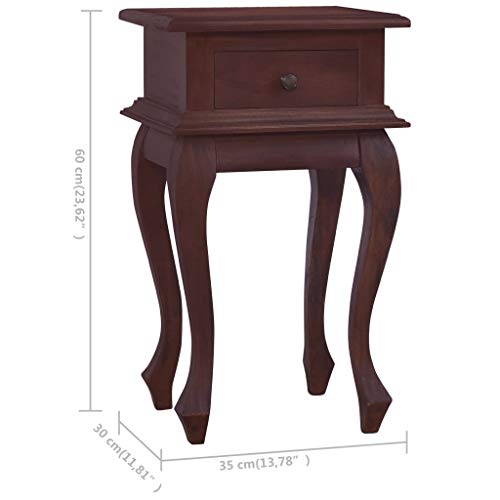 Bedside Table Classical Brown 13.8&quot;x11.8&quot;x23.6&quot; Solid Mahogany Wood