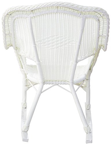 International Caravan Furniture Piece Camelback Resin Wicker Rocker, White