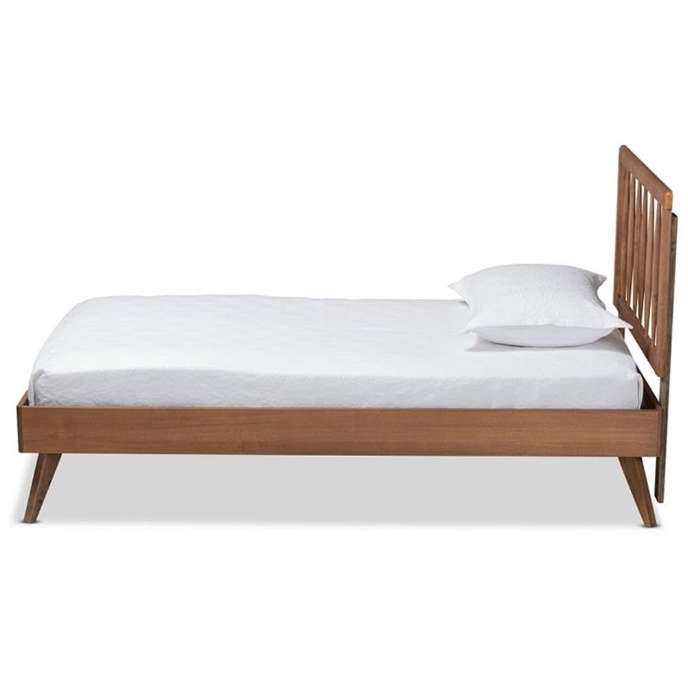 Baxton Studio Toru Mid-Century Modern Ash Walnut Finished Wood Twin Size Platform Bed