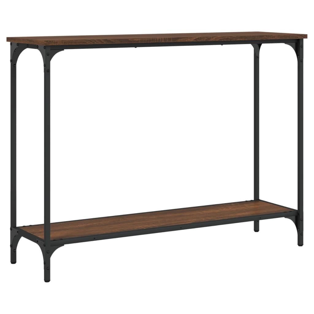 vidaXL Console Table in Brown Oak - Industrial Sofa Table with Adjustable Feet, Ample Storage Space and Metallic Frame for Living Room, Entryway, Hallway