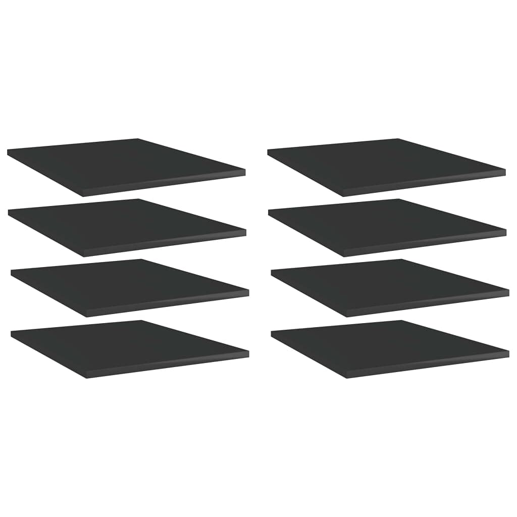 Furniking Bookshelf Boards 8 pcs High Gloss Black 15.7&quot;x19.7&quot;x0.6&quot; Chipboard