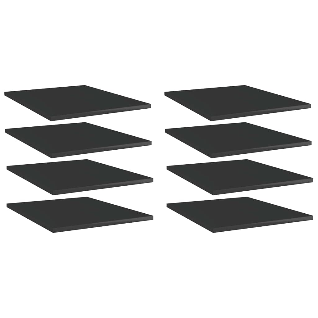 Furniking Bookshelf Boards 8 pcs High Gloss Black 15.7"x19.7"x0.6" Chipboard