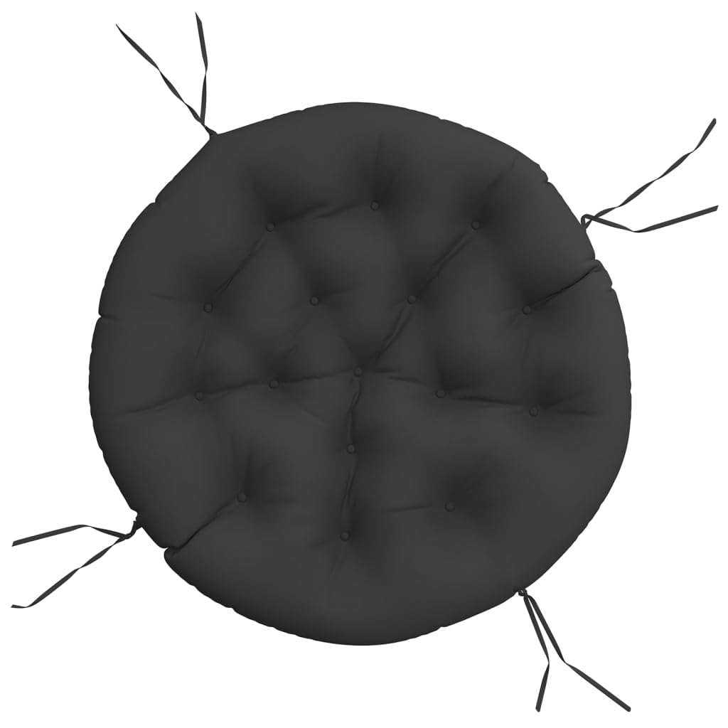 vidaXL Round Cushion - Black, Oxford Fabric, Weather-Resistant Durable Cushion with Soft Hollow Fiber Filling - Suitable for Ind