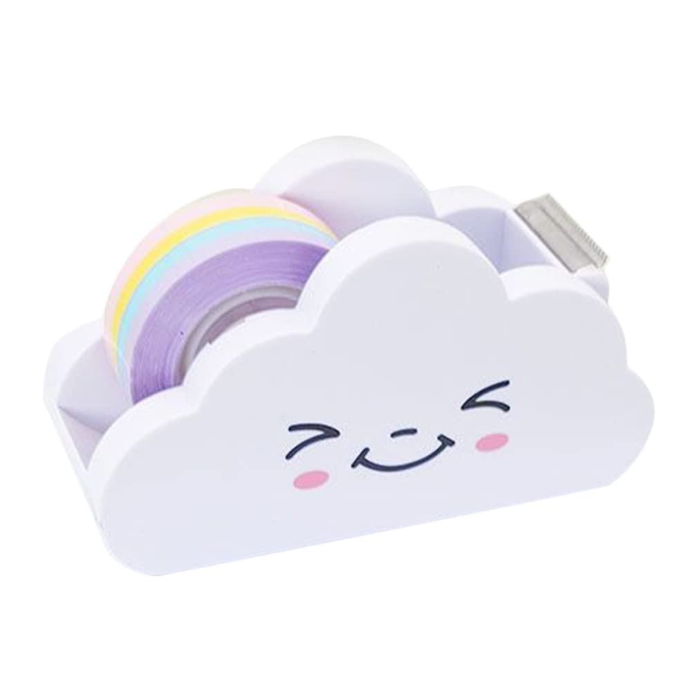 Stobok 1 Set Cloud Tape Dispenser And Rainbow Tape Set Washi Paper Cutter Cartoon Tape Cutter Plastic Tape Desk Holder Office St