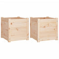 vidaXL | Solid Wood Pine Garden Planters | Set of 2 | DIY-Friendly | 15.7x15.7x15.7 with Drainage Holes | Perfect for Gardens, P