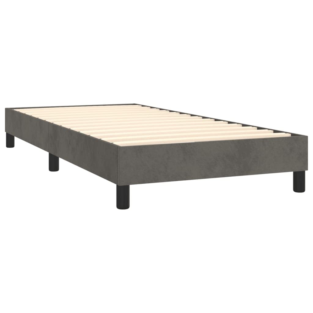 vidaXL Modern Velvet Box Spring Bed Frame, Twin XL, Dark Gray - Comfort Enhancing Design, Included Plywood Slats, Sturdy Legs Support, Suitable for Bedroom