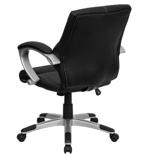 Flash Furniture 37L2Mid Mid-Back Leather Contemporary Manager'S Office Chair, Black