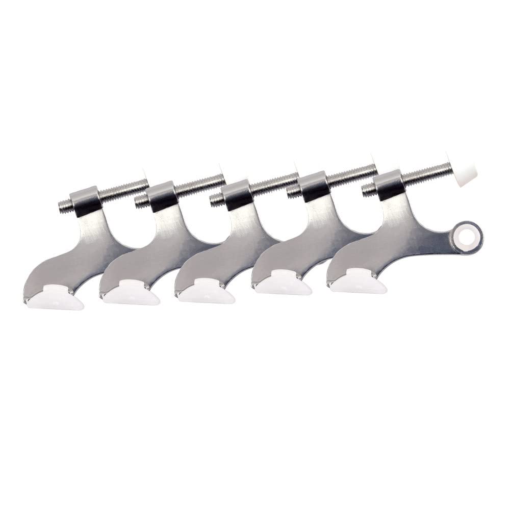 Design House 181909 Adjustable Stoppers Hollow Core Hinge Pin Door Stop Wall Protector With Rubber Tip, 5-Pack, Satin Nickel, 5