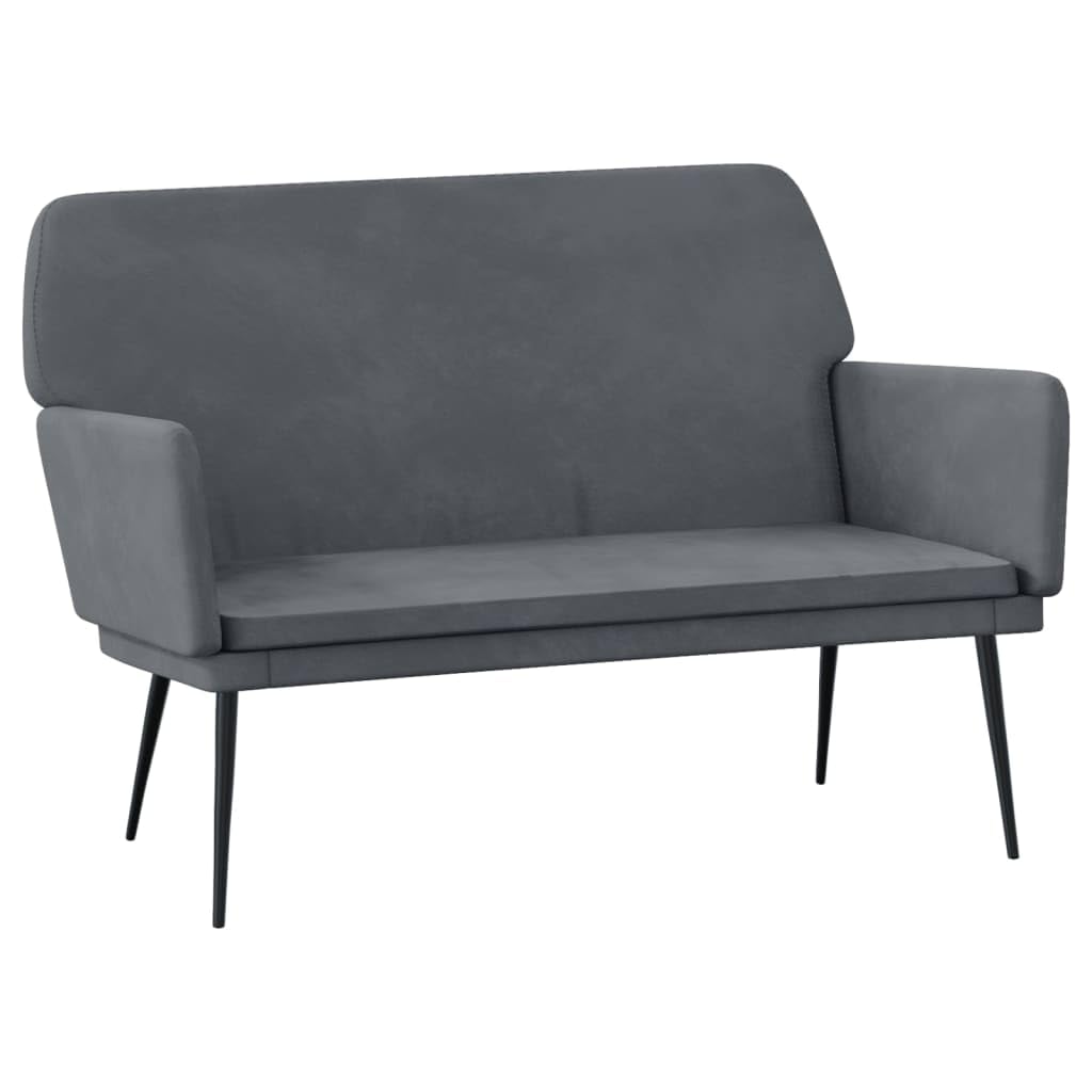 vidaXL Black Velvet Bench with Sturdy Metal Frame - Upholstered Sloping Back & Deep Seat for Optimum Comfort - 42.5&quot;x31.1&quot;x31.1&quot;.