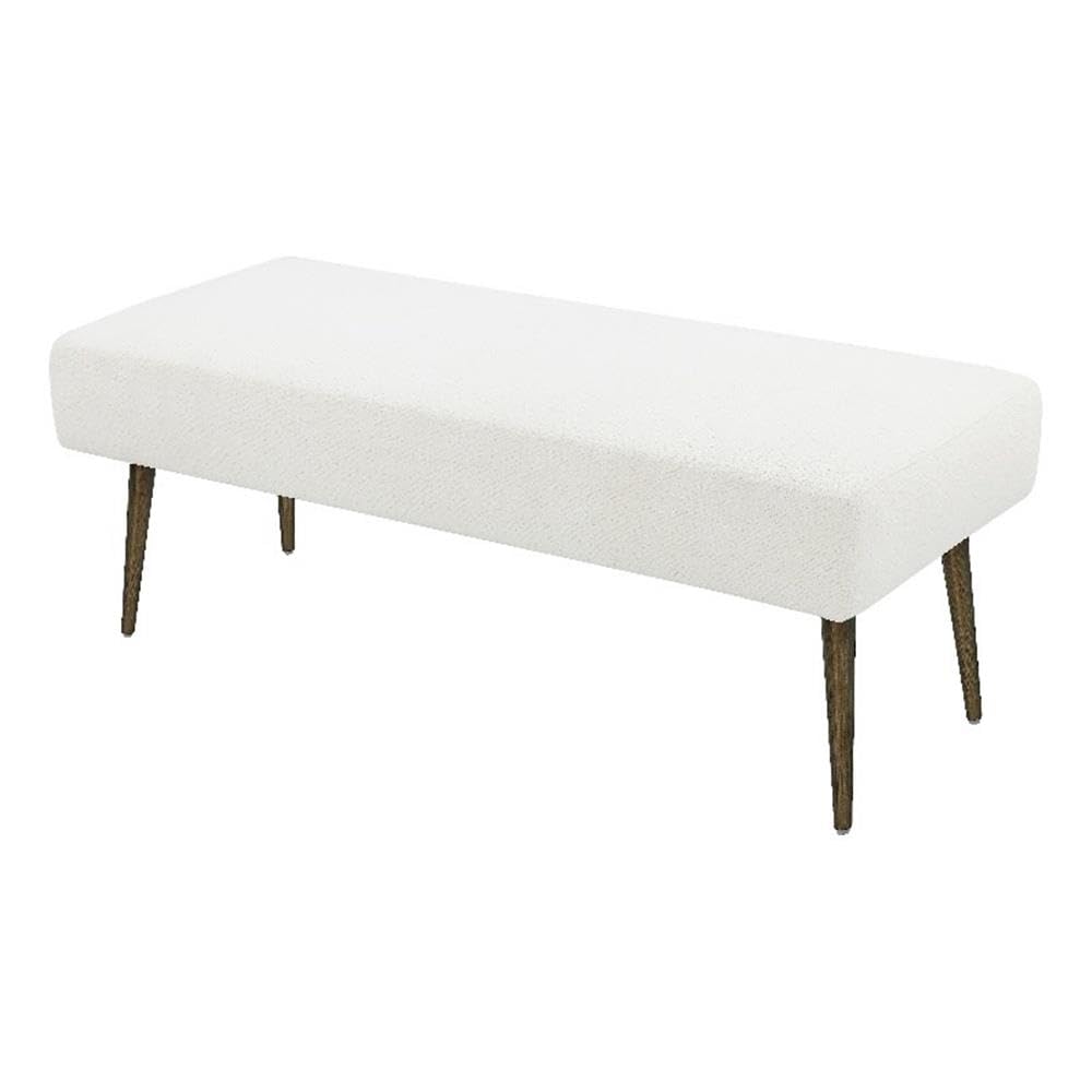 Pangea Home Avah 17" Modern Fabric Upholstered Bench In White