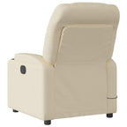 vidaXL Massage Recliner Chair - Cream Fabric, 6-Point Vibration, Manual Handle, Cup Holders - Living Room Lounge Seating