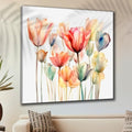 SAF painting Watercolor Tulips Wall Art  Soft Floral Canvas Print in Pastel Shades | Elegant Botanical Painting for Living Room