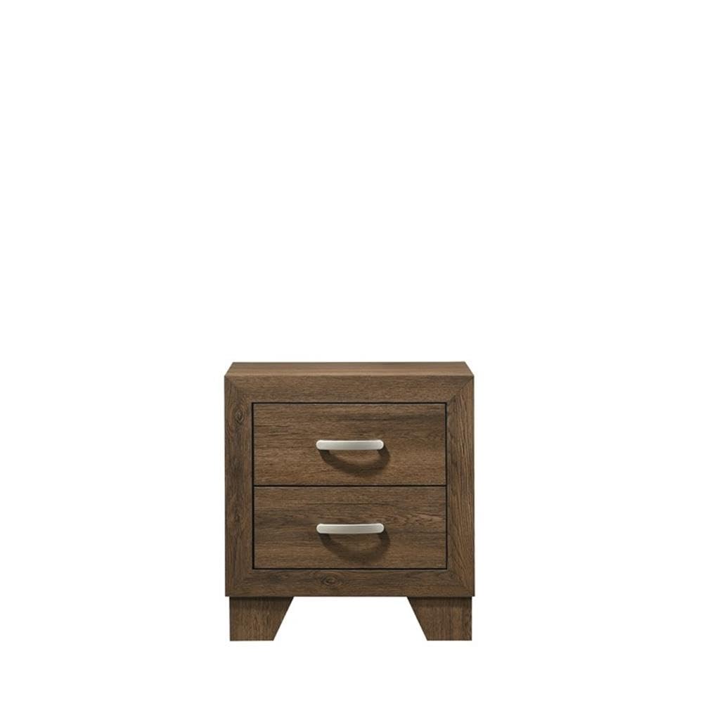 Acme Miquell Wooden 2-Drawer Bedroom Nightstand In Oak