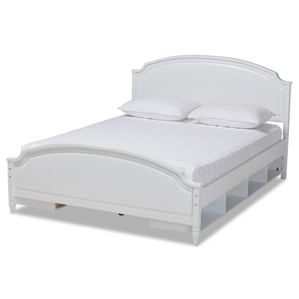 Baxton Studio Elise White Finished Wood Full Size Storage Platform Bed