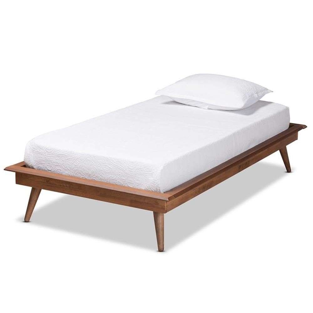 Baxton Studio Karine Mid-Century Modern Walnut Brown Finished Wood Twin Size Platform Bed Frame