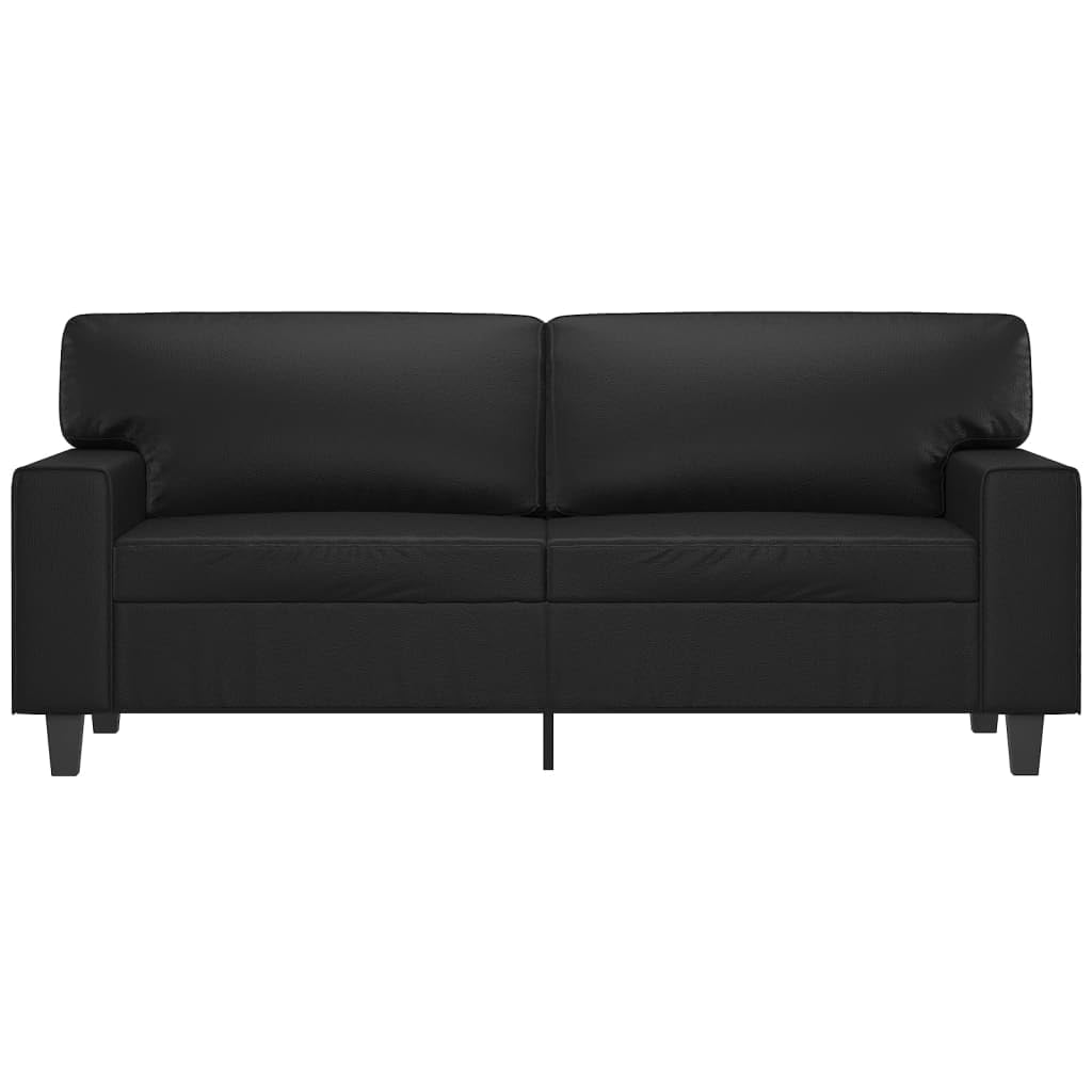 vidaXL Luxurious Modern 2-Seater Sofa in Black Faux Leather – Comfortable Padding, Stain-Resistant Upholstery, Sturdy Metal Frame, and Sleek Design