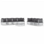 vidaXL 8 Piece White & Gray Patio Lounge Set with Cushions - Modular Outdoor Sofa Set - Durable Steel - Textilene - Woven Fabric - Comfortable Backrest