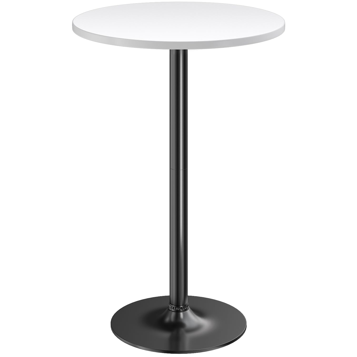 Furmax Bistro Pub Table Round Bar Height Cocktail Table Metal Base Mdf Top Obsidian Table 23.8-Inch Top, 39.5-Inch Height (White-1, 1-Pack)