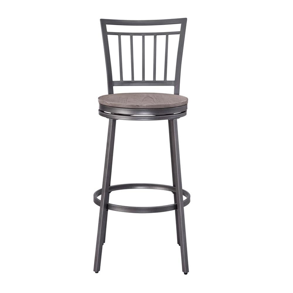 American Woodcrafters Talia Gray Metal Swivel 25-inch Seat Height Bar Stool