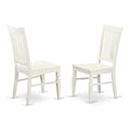 East West Furniture Weston Dining Room Slat Back Wood Seat Chairs, Set of 2, WEC-WHI-W