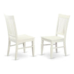 East West Furniture Weston Dining Room Slat Back Wood Seat Chairs, Set of 2, WEC-WHI-W