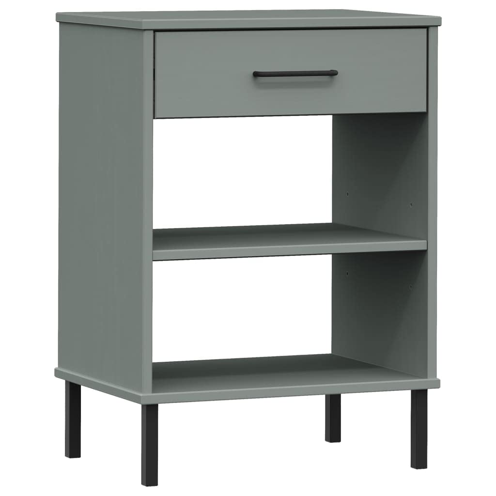INLIFE Console Cabinet with Metal Legs Gray Solid Wood Pine Oslo
